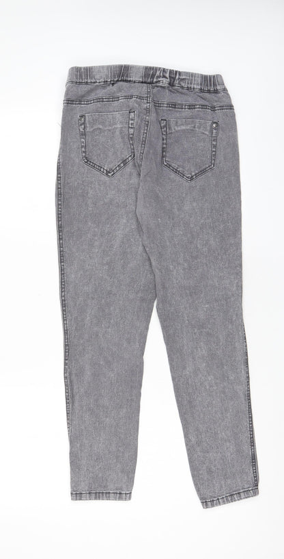 NEXT Womens Grey Cotton Jegging Jeans Size 28 in L27 in Regular - Elasticated Waist