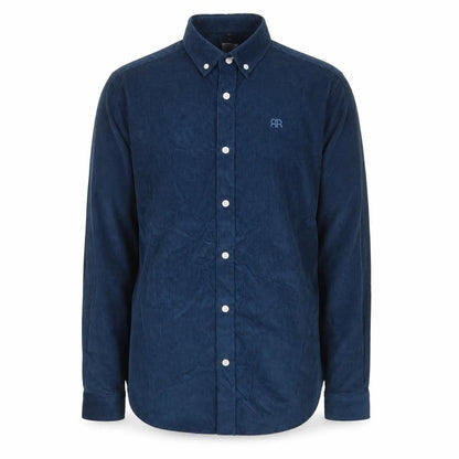 River Island Mens Blue Cotton Button-Up Size S Collared Button - Logo, Embroided