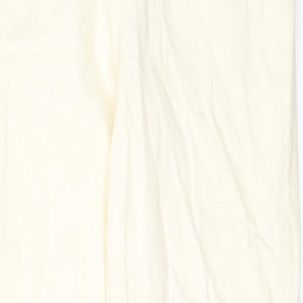 River Island Womens Ivory Cotton Mom Jeans Size 10 L30 in Regular Zip - Pockets