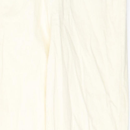 River Island Womens Ivory Cotton Mom Jeans Size 10 L30 in Regular Zip - Pockets