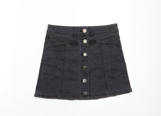 FOREVER 21 Womens Grey Cotton A-Line Skirt Size 27 in Button - Pockets