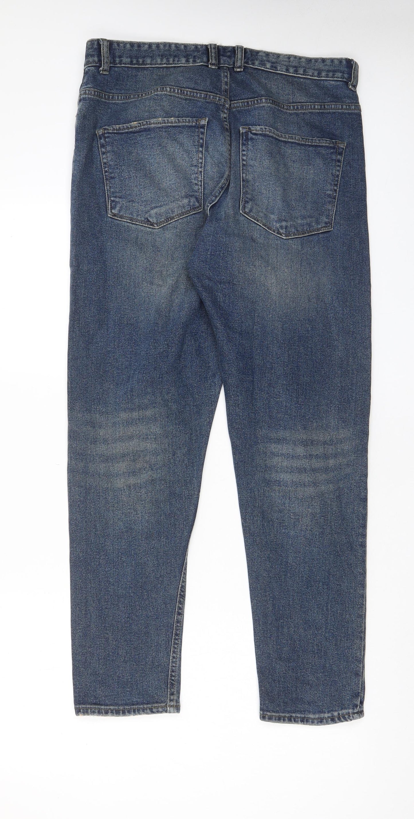 New Look Mens Blue Cotton Tapered Jeans Size 32 in L32 in Regular Zip - Pockets