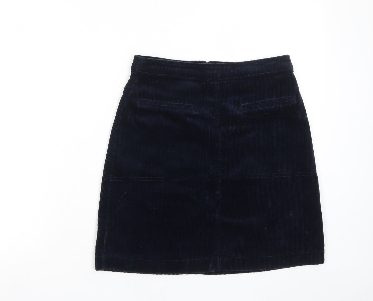 Mistral Womens Blue Cotton A-Line Skirt Size 8 Zip