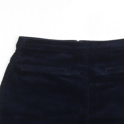 Mistral Womens Blue Cotton A-Line Skirt Size 8 Zip