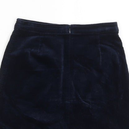 Mistral Womens Blue Cotton A-Line Skirt Size 8 Zip