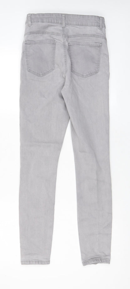 Denim & Co. Womens Grey Cotton Skinny Jeans Size 10 L27 in Regular Zip - Pockets