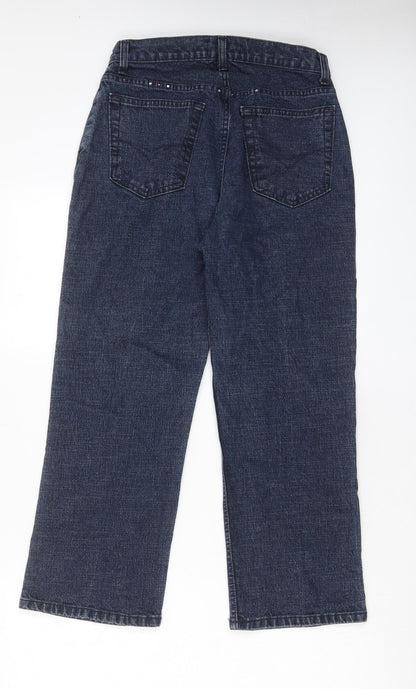 EQ Jeans Womens Blue Cotton Straight Jeans Size 28 in L24 in Regular Zip - Pockets, Jewels