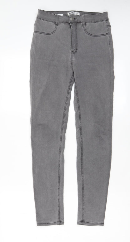 Pull&Bear Womens Grey Cotton Skinny Jeans Size 10 L26 in Regular Zip - Pockets