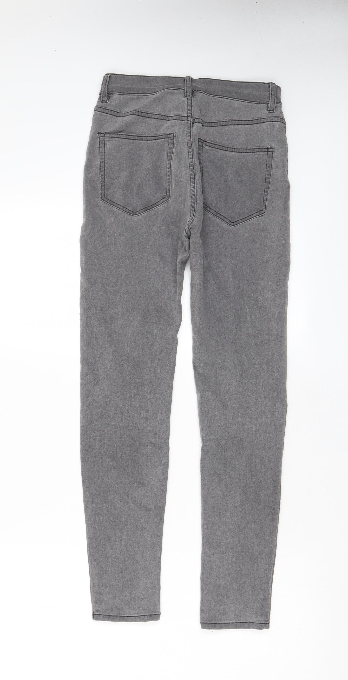 Pull&Bear Womens Grey Cotton Skinny Jeans Size 10 L26 in Regular Zip - Pockets