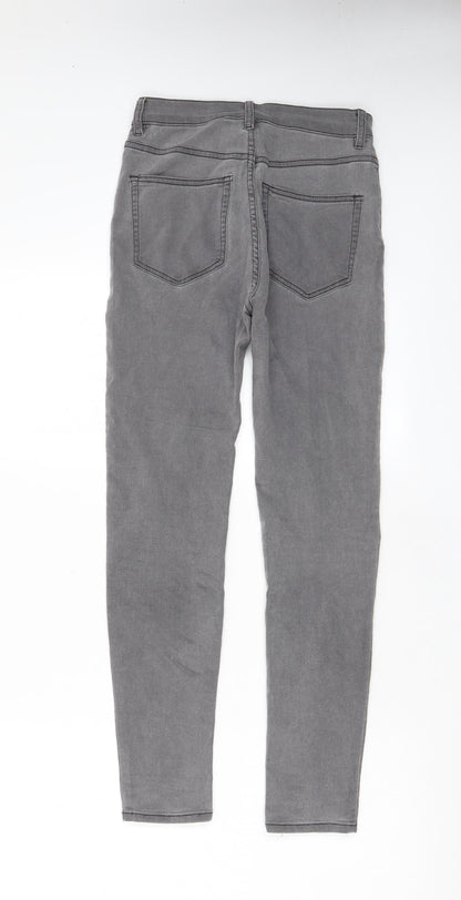 Pull&Bear Womens Grey Cotton Skinny Jeans Size 10 L26 in Regular Zip - Pockets
