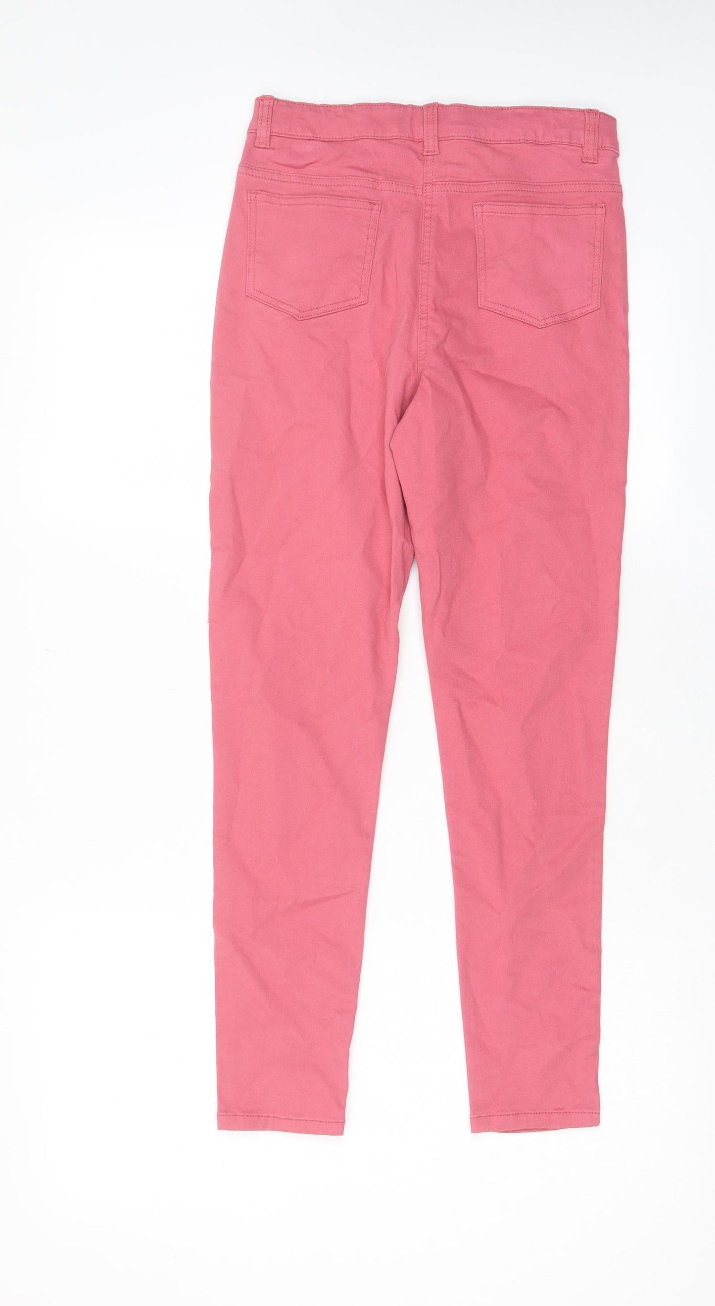 M&Co Girls Pink Cotton Skinny Jeans Size 11-12 Years L25 in Regular Zip - Pockets