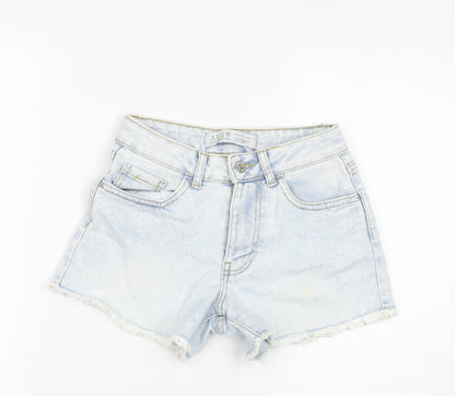 Denim & Co. Womens Blue Cotton Cut-Off Shorts Size 4 L3 in Regular Zip - Distressed Hem