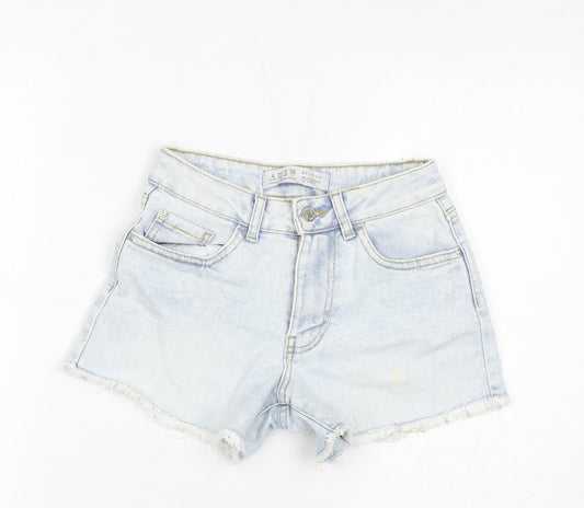 Denim & Co. Womens Blue Cotton Cut-Off Shorts Size 4 L3 in Regular Zip - Distressed Hem