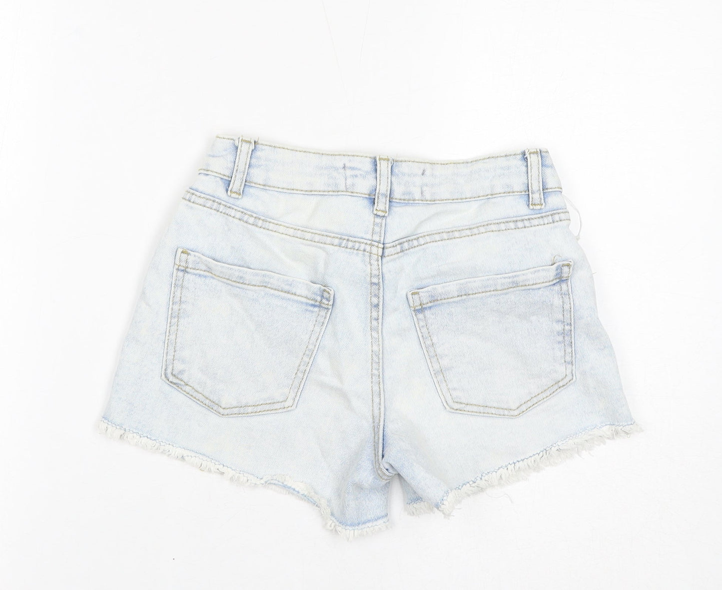 Denim & Co. Womens Blue Cotton Cut-Off Shorts Size 4 L3 in Regular Zip - Distressed Hem