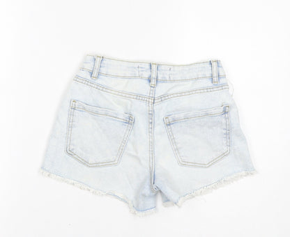 Denim & Co. Womens Blue Cotton Cut-Off Shorts Size 4 L3 in Regular Zip - Distressed Hem
