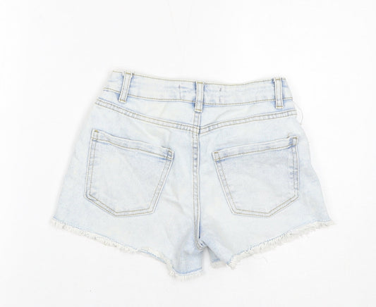Denim & Co. Womens Blue Cotton Cut-Off Shorts Size 4 L3 in Regular Zip - Distressed Hem