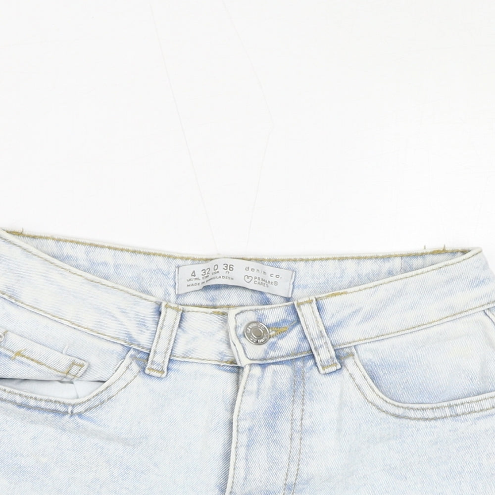 Denim & Co. Womens Blue Cotton Cut-Off Shorts Size 4 L3 in Regular Zip - Distressed Hem