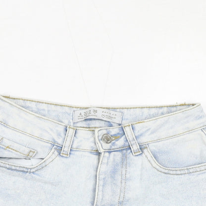 Denim & Co. Womens Blue Cotton Cut-Off Shorts Size 4 L3 in Regular Zip - Distressed Hem