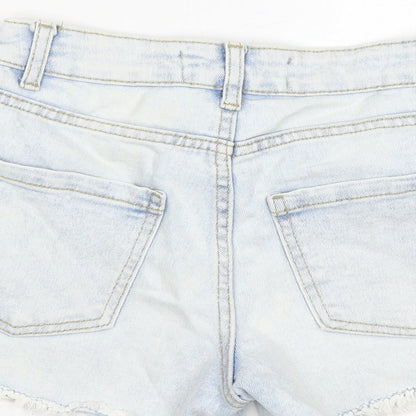 Denim & Co. Womens Blue Cotton Cut-Off Shorts Size 4 L3 in Regular Zip - Distressed Hem