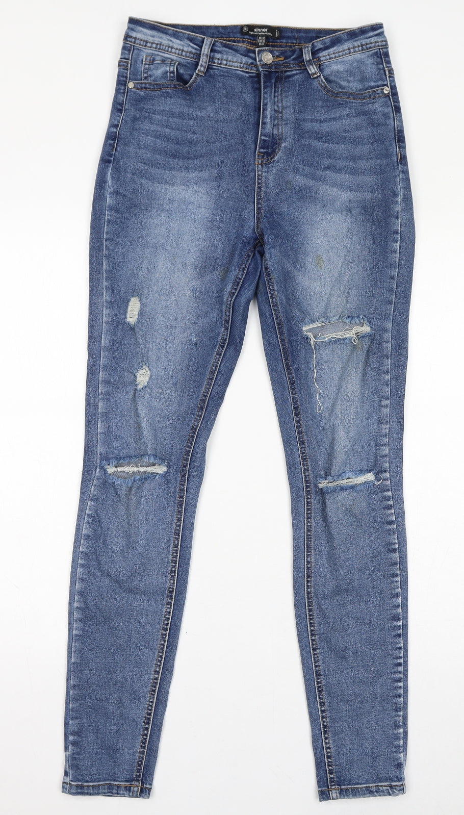 Missguided Womens Blue Cotton Skinny Jeans Size 10 L29 in Regular Zip