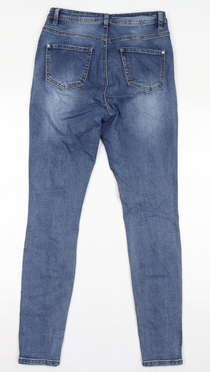 Missguided Womens Blue Cotton Skinny Jeans Size 10 L29 in Regular Zip