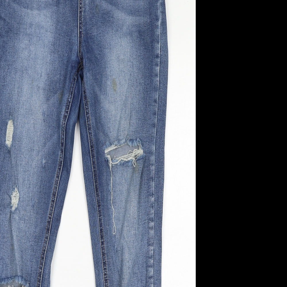 Missguided Womens Blue Cotton Skinny Jeans Size 10 L29 in Regular Zip