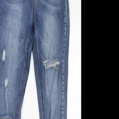 Missguided Womens Blue Cotton Skinny Jeans Size 10 L29 in Regular Zip
