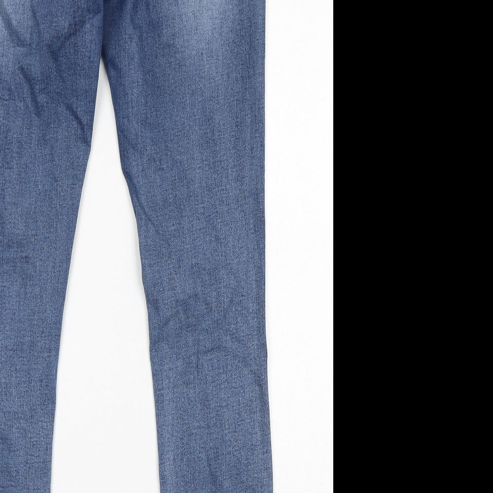 Missguided Womens Blue Cotton Skinny Jeans Size 10 L29 in Regular Zip