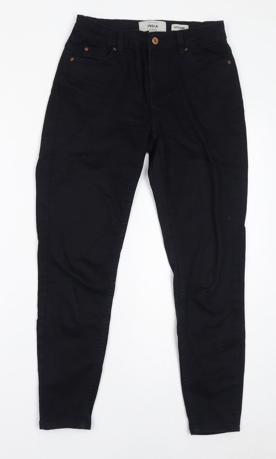 New Look Womens Black Cotton Skinny Jeans Size 8 L26 in Regular Zip