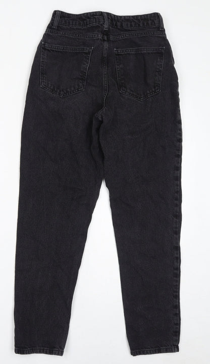 Denim & Co. Womens Black Cotton Mom Jeans Size 6 L28 in Regular Zip
