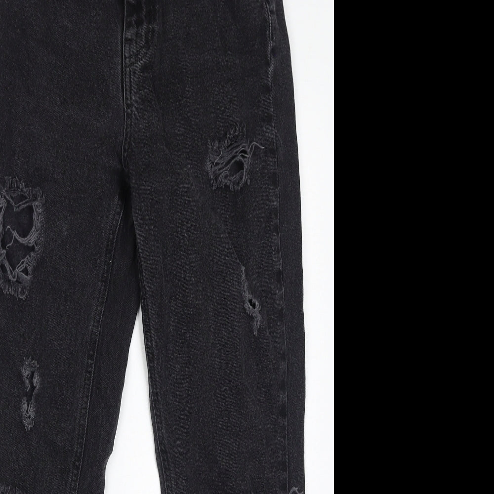 Denim & Co. Womens Black Cotton Mom Jeans Size 6 L28 in Regular Zip