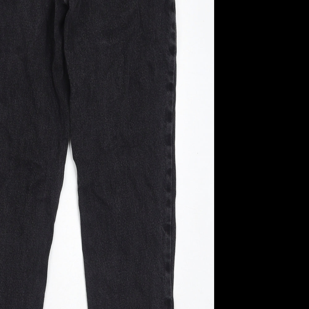 Denim & Co. Womens Black Cotton Mom Jeans Size 6 L28 in Regular Zip