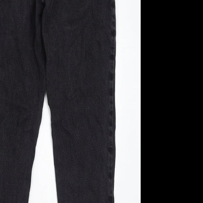 Denim & Co. Womens Black Cotton Mom Jeans Size 6 L28 in Regular Zip
