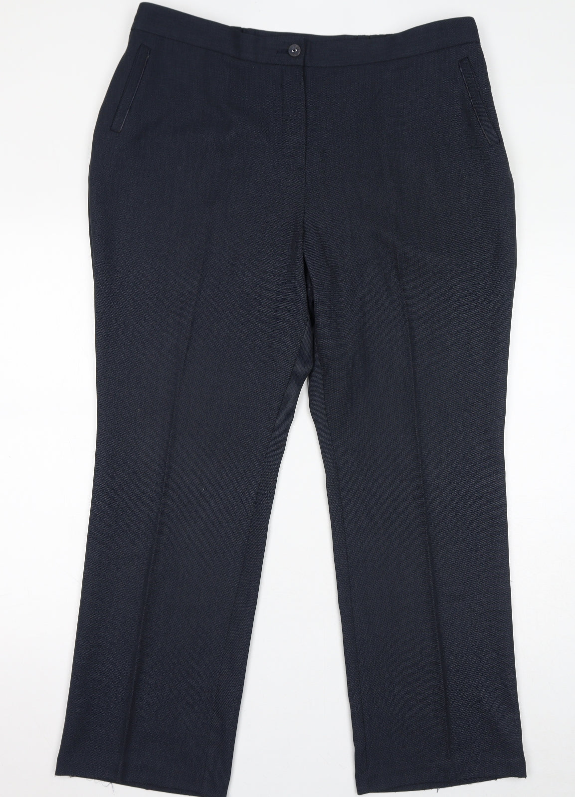 Classic Womens Blue Polyester Trousers Size 18 L30 in Regular Zip