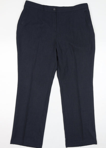 Classic Womens Blue Polyester Trousers Size 18 L30 in Regular Zip