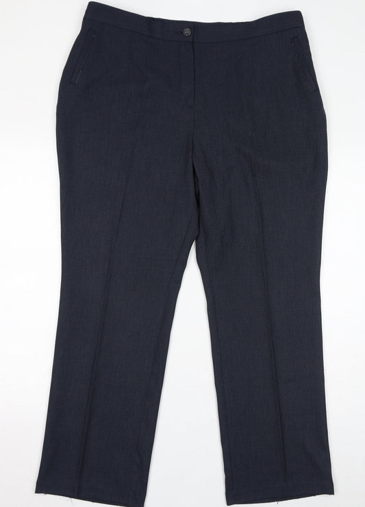 Classic Womens Blue Polyester Trousers Size 18 L30 in Regular Zip