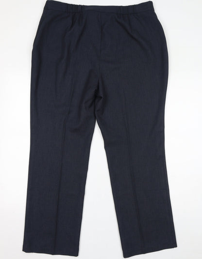 Classic Womens Blue Polyester Trousers Size 18 L30 in Regular Zip