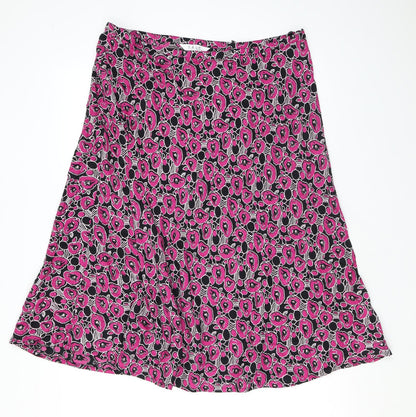 EAST Womens Pink Floral Viscose Swing Skirt Size 16 Zip