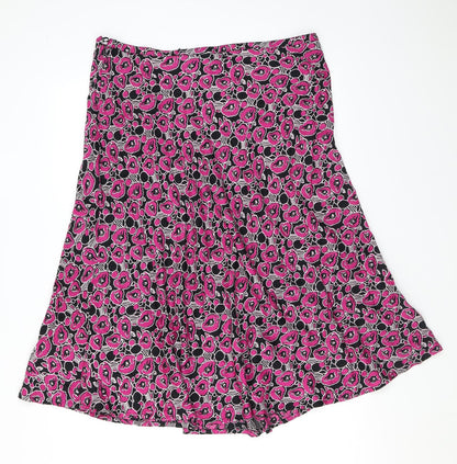 EAST Womens Pink Floral Viscose Swing Skirt Size 16 Zip