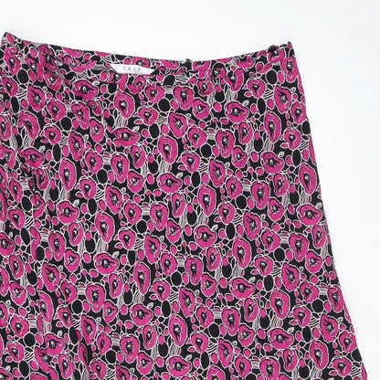 EAST Womens Pink Floral Viscose Swing Skirt Size 16 Zip