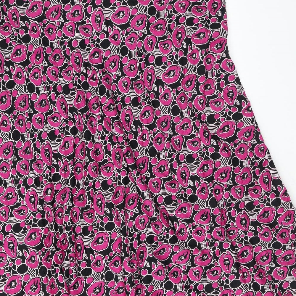 EAST Womens Pink Floral Viscose Swing Skirt Size 16 Zip