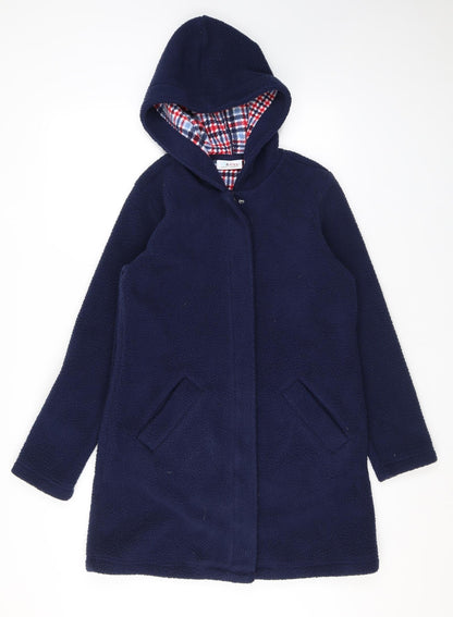 D&Co. Womens Blue Overcoat Coat Size XS Zip - Hooded