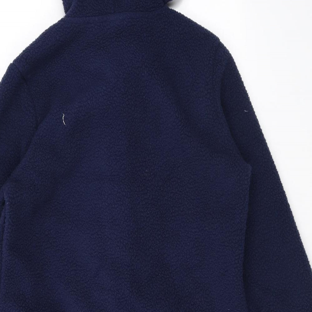 D&Co. Womens Blue Overcoat Coat Size XS Zip - Hooded