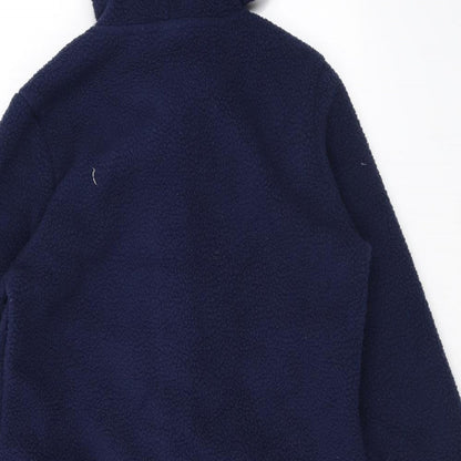 D&Co. Womens Blue Overcoat Coat Size XS Zip - Hooded
