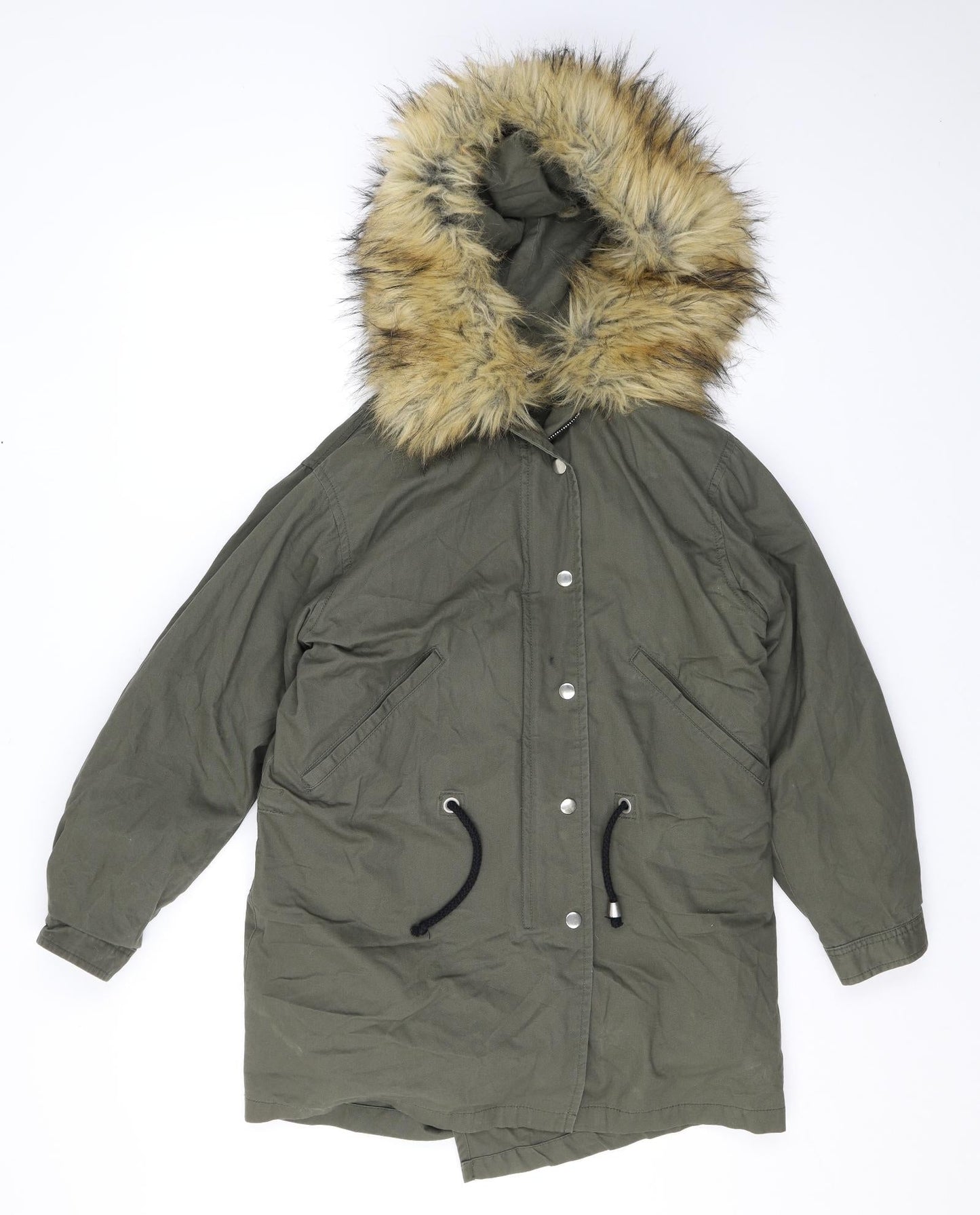 Womens UK Size 8 Boohoo Green Parka Coat