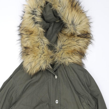 Womens UK Size 8 Boohoo Green Parka Coat