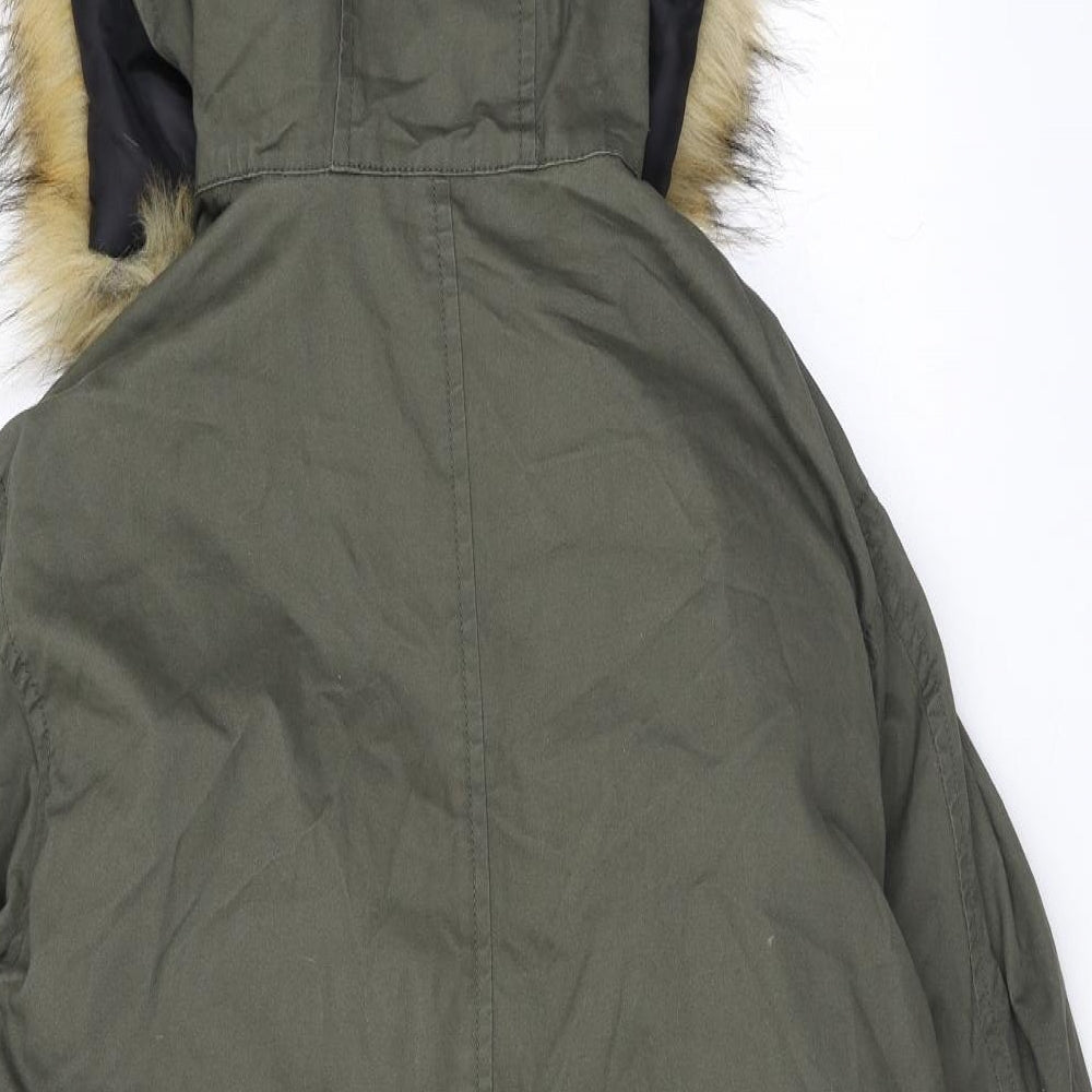 Womens UK Size 8 Boohoo Green Parka Coat