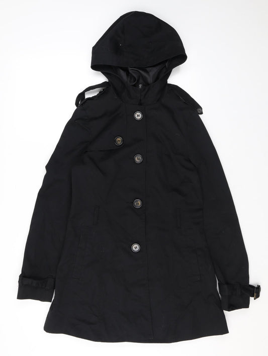 Divided by H&M Womens Black Trench Coat Coat Size 10 Button