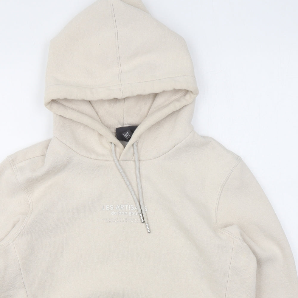 H&M Womens Ivory Cotton Pullover Hoodie Size XS Pullover - Pockets