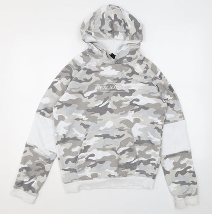 New Look Girls Green Camouflage Cotton Pullover Hoodie Size 12-13 Years Pullover